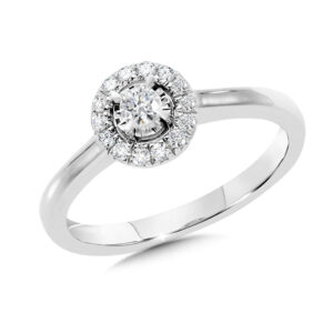 14k Solitaire Diamond Star Halo Engagement Ring 1/4ctw 1