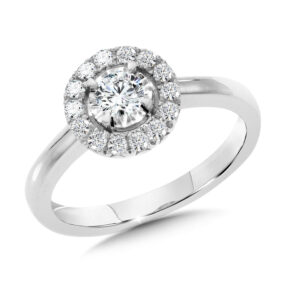 14k Solitaire Diamond Star Halo Engagement Ring 1/2ctw 1