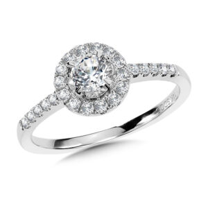 14K White Gold Diamond Star Halo Engagement Ring 1/2ctw 1