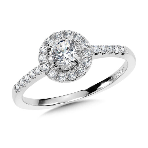 14K White Gold Diamond Star Halo Engagement Ring 1/2ctw