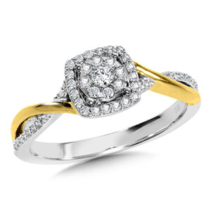 Cushion-Shaped Halo and Round Cluster Diamond Criss Cross Engagement Ring 1