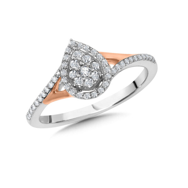Pear-Shaped Split Shank Cluster Diamond Halo Engagement Ring