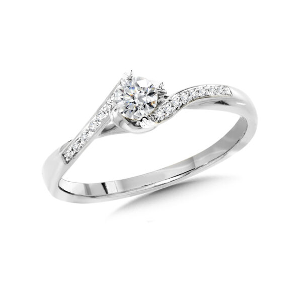 Round Diamond Spiral Engagement Ring