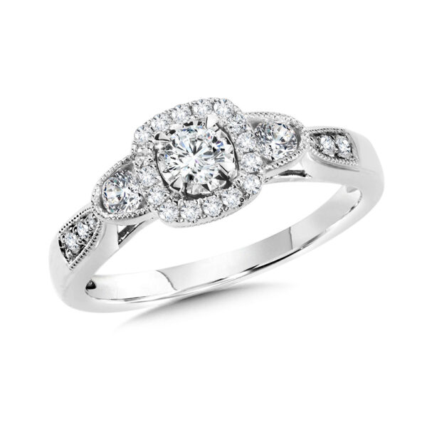 14k White Gold 1/2 ctw Diamond Engagement Ring