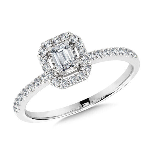 14K Diamond Star Emerald-Shaped Ring 1/2ctw