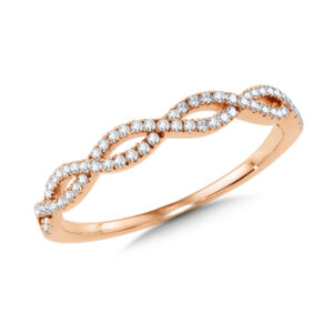 14k Rose Gold 1/7 ctw Criss Cross Stackable Band 1