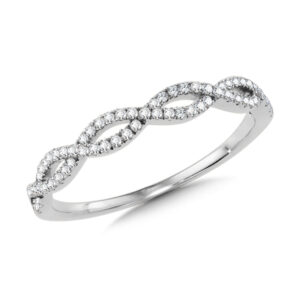 14k White Gold 1/7 ctw Criss Cross Stackable Band 1