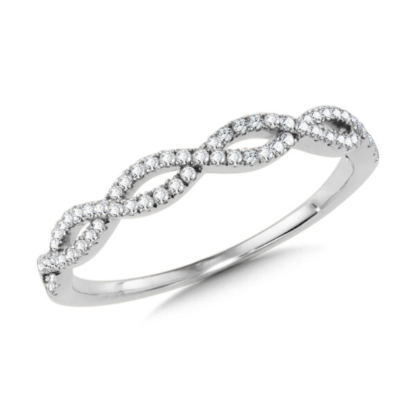 14k White Gold 1/7 ctw Criss Cross Stackable Band