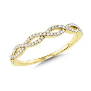 14k Yellow Gold 1/7 ctw Criss Cross Stackable Band 1