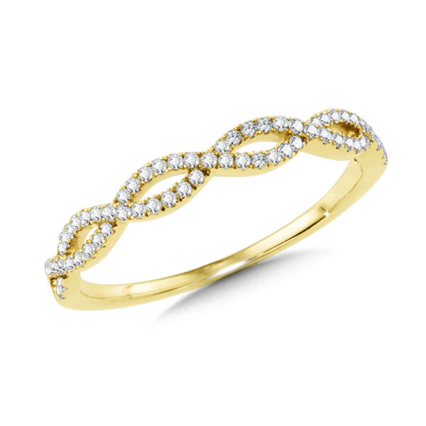 14k Yellow Gold 1/7 ctw Criss Cross Stackable Band