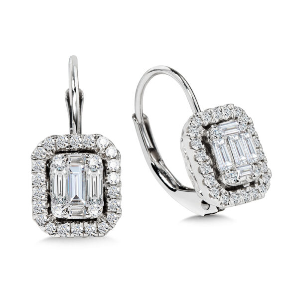 14K Plumb Collection Baguette and Diamond Accented Earrings 1/2ctw