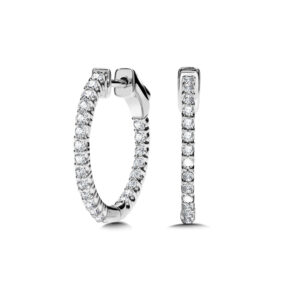 14K Bold Front-Facing Round Diamond Hoops 1/2ctw 1