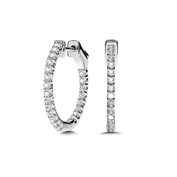 14K Bold Front-Facing Round Diamond Hoops 1/2ctw