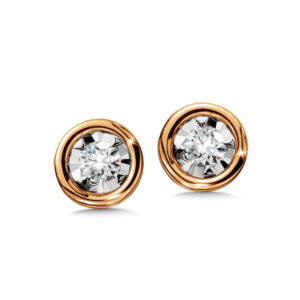 14k Rose Gold 1/10 ctw Diamond Solitaire Earring 1