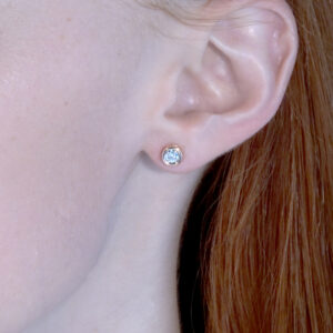 14k Rose Gold 1/10 ctw Diamond Solitaire Earring