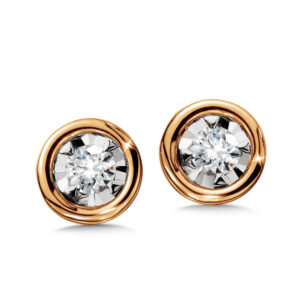14K Bezeled Diamond Star Solitaire Stud Earrings 1/4ctw 1