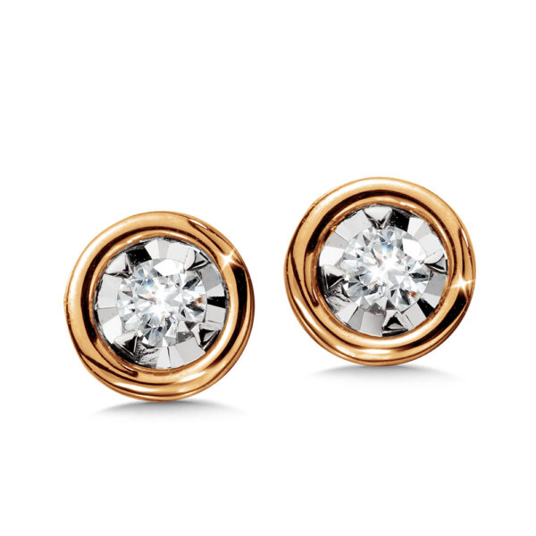 14K Bezeled Diamond Star Solitaire Stud Earrings 1/4ctw