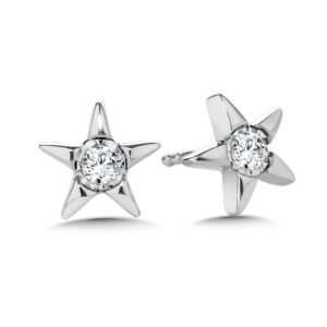 14K Star-Shaped Diamond Star Studs 1