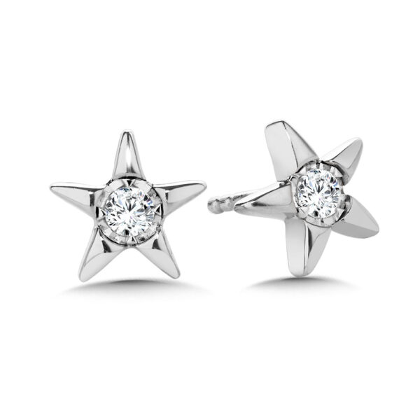 14K Star-Shaped Diamond Star Studs