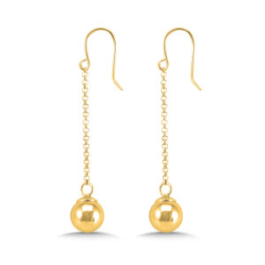 14K Yellow Gold Plated Sterling Silver Dangle Ball Earrings 1