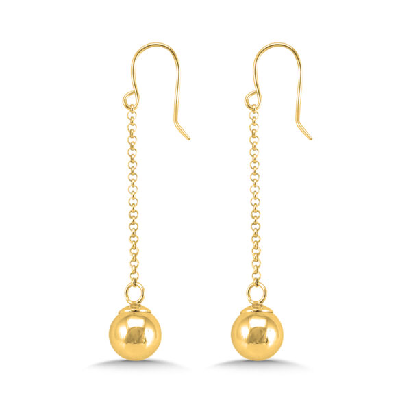 14K Yellow Gold Plated Sterling Silver Dangle Ball Earrings