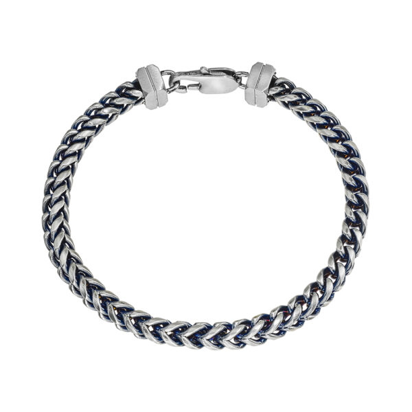 Men's Blue Steel H-Bone Chain Bracelet