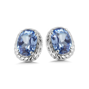 Created Blue Sapphire Earrings in Sterling Silver 1