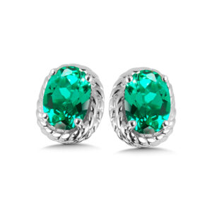 Created Emerald Earrings in Sterling Silver 1