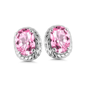 Created Pink Sapphire Earrings in Sterling Silver 1