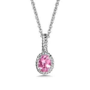 Created Pink Sapphire Pendant in Sterling Silver 1