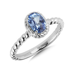 Created Blue Sapphire Ring in Sterling Silver 1