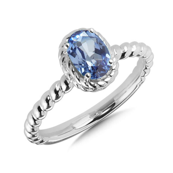 Created Blue Sapphire Ring in Sterling Silver