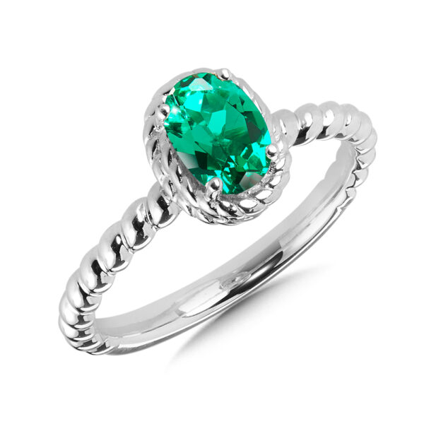 Created Emerald Ring in Sterling Silver