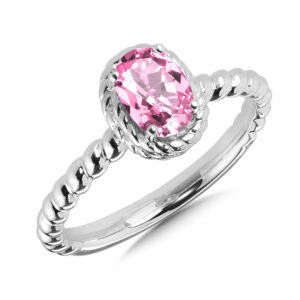 Created Pink Sapphire Ring in Sterling Silver 1