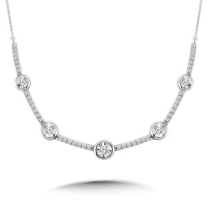 14k White Gold 1/2 ctw Bezeled & Miracle-Platted Diamond Necklace 1