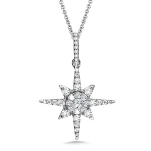 14k White Gold 1/4 ctw Wish Upon a Star Pendant 1