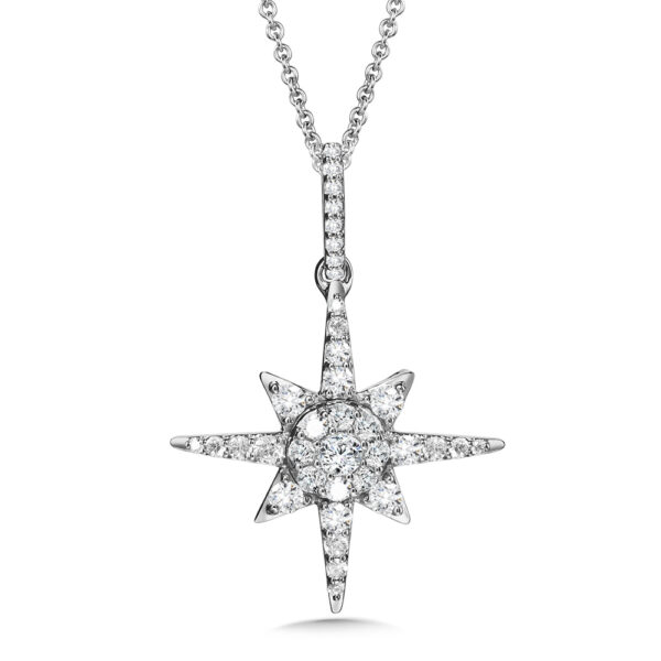 14k White Gold 1/4 ctw Wish Upon a Star Pendant