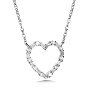 10k White Gold Diamond Heart Pendant 1
