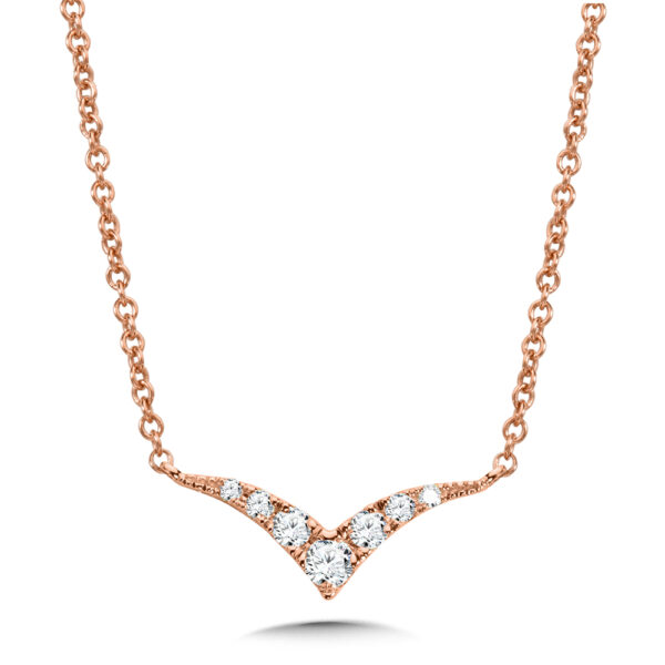 14K Curved Chevron Diamond Necklace