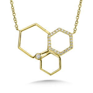 14K Asymmetrical Honeycomb Diamond Necklace 1