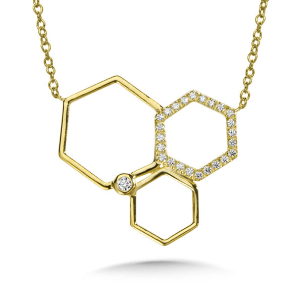14K Asymmetrical Honeycomb Diamond Necklace