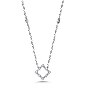 14K Square Baguette Diamond Necklace 1/4ctw 1
