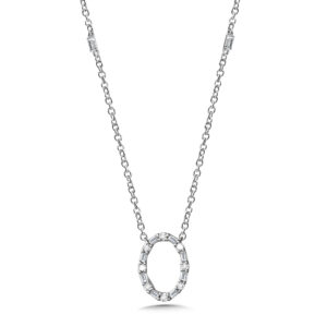 14K Oval Baguette Diamond Necklace 1/4ctw 1