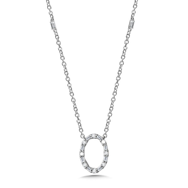 14K Oval Baguette Diamond Necklace 1/4ctw