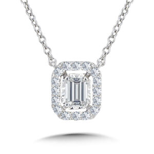 14K Diamond Star Emerald-Shaped Necklace 1/4ctw 1