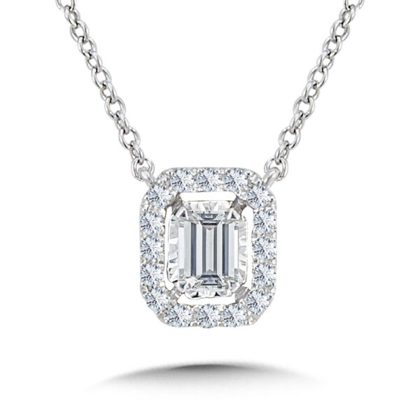 14K Diamond Star Emerald-Shaped Necklace 1/4ctw