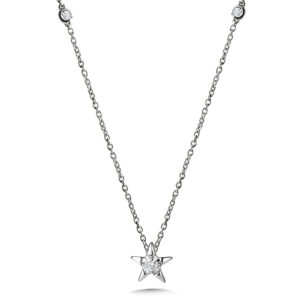 14K Star-Shaped Diamond Star Necklace 1/10ctw 1