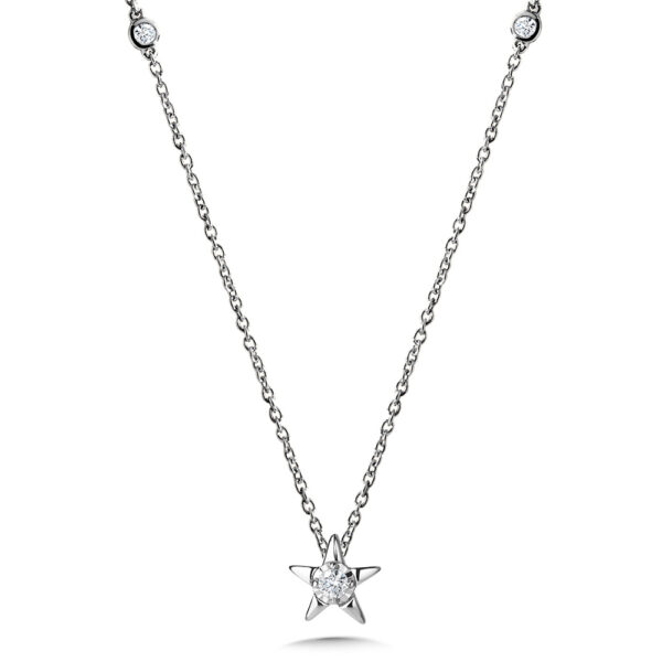14K Star-Shaped Diamond Star Necklace 1/10ctw