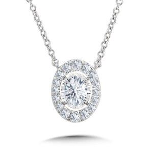 14K Diamond Star Oval Necklace 1/4ctw 1