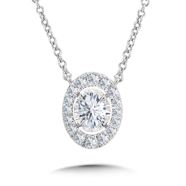 14K Diamond Star Oval Necklace 1/4ctw
